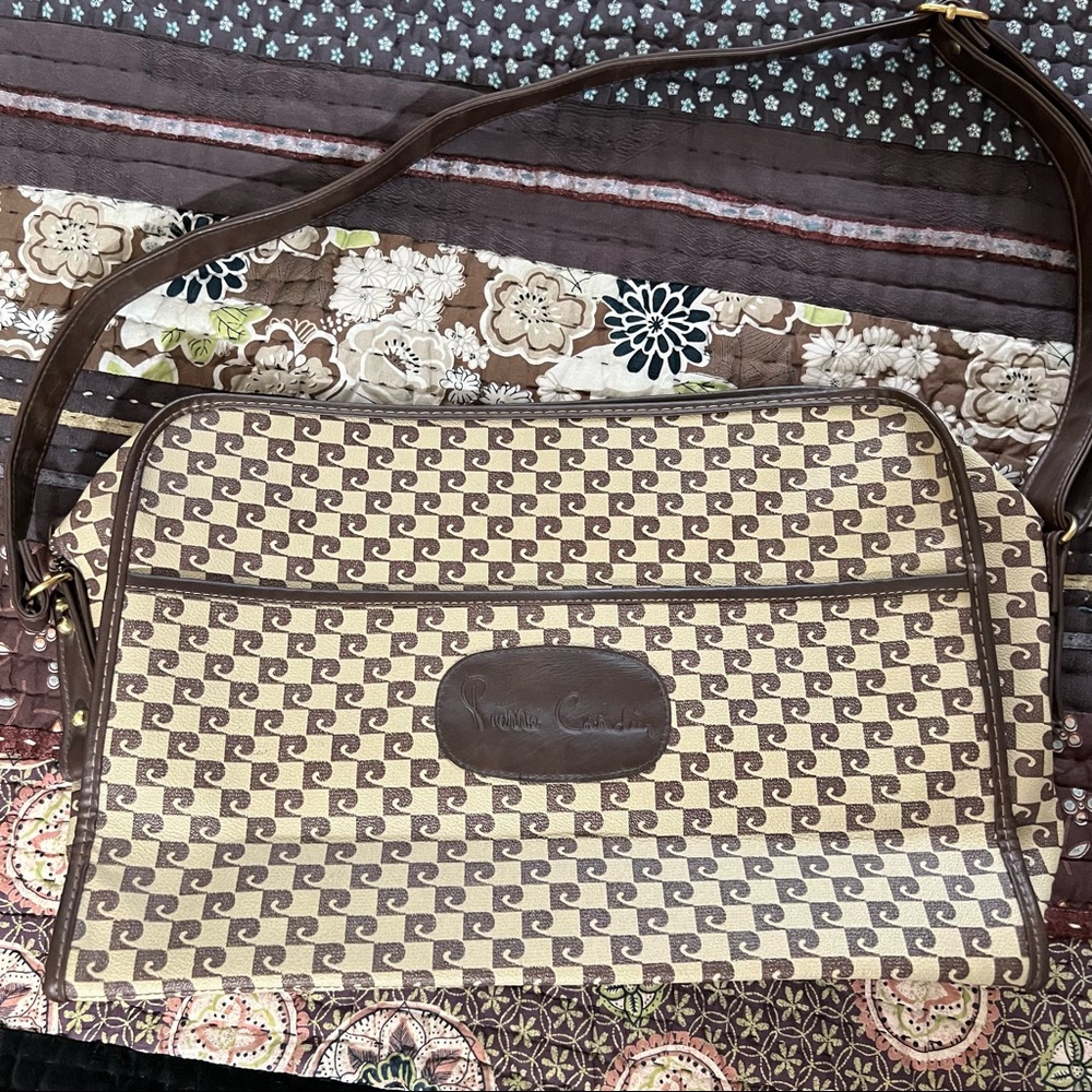 Vintage 60's Pierre Cardin Messenger Monogram Signature Logo Bag